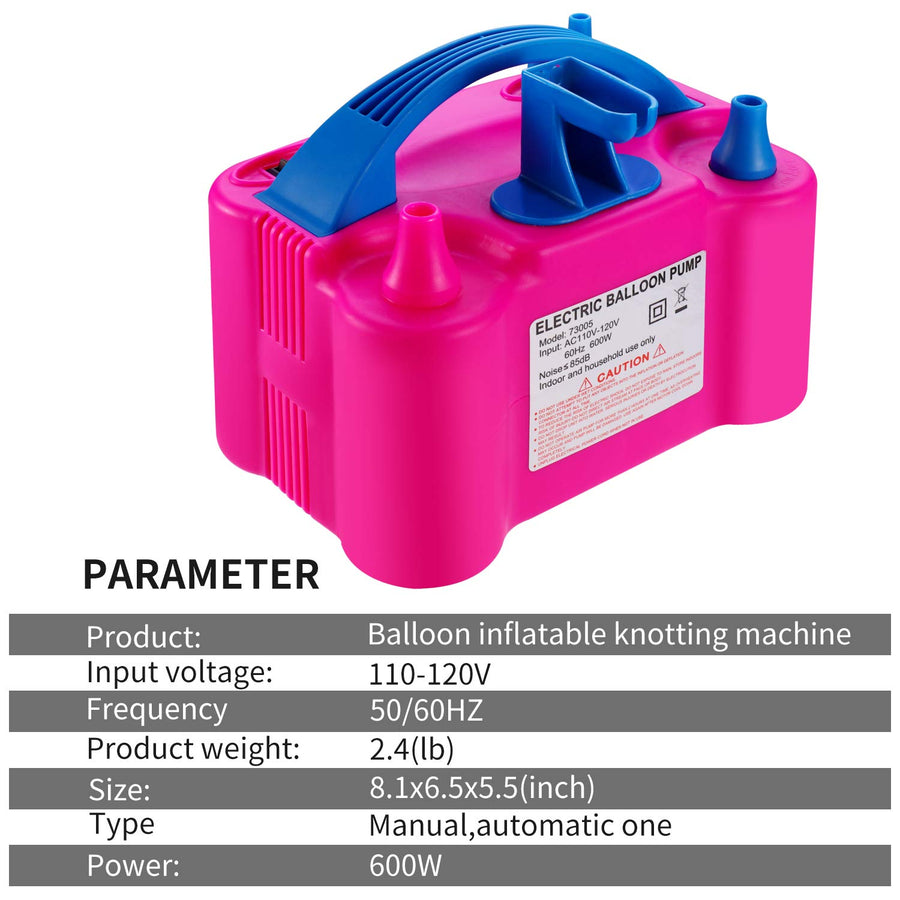 PCFING Electric Air Balloon Pump and Balloon Tying Tool in One, Portable Dual Nozzle Electric Balloon Blower Air Pump Balloons Inflator with Tying Tool on Pump for Decoration, Party and Save Time