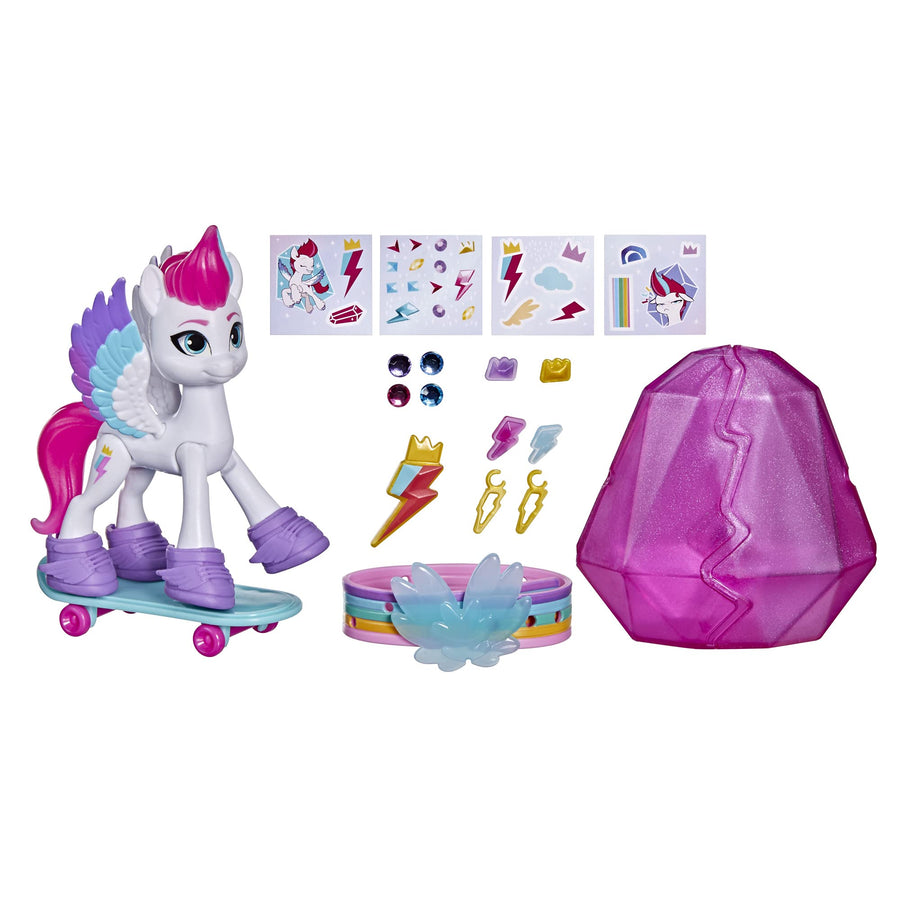 My Little Pony: A New Generation Movie Crystal Adventure Zipp Storm - 3-Inch White Pony Toy with Surprise Accessories, Friendship Bracelet