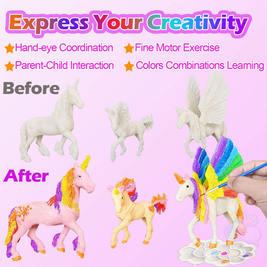 Yileqi Paint Your Own Unicorn Painting Kit, Unicorns Paint Craft for Girls Arts and Crafts for Kids Age 4 5 6 7 8 9 Years Old, Unicorn Party Favor Art Supplies DIY Kit Activities for Kid Birthday Gift