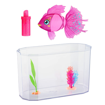 Little Live Pets - Lil' Dippers Fish Tank: Splasherina| Interactive Toy Fish & Tank , Magically Comes Alive in Water, Feed and Swims Like A Real Fish