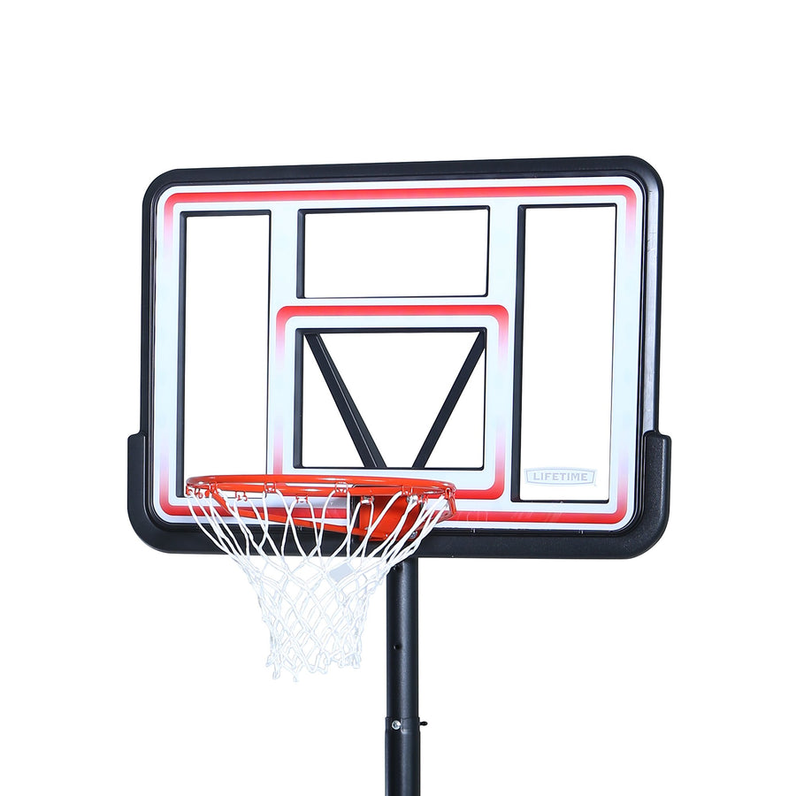 Lifetime 1269 Pro Court Height Adjustable Portable Basketball System, 44 Inch Backboard Red/White
