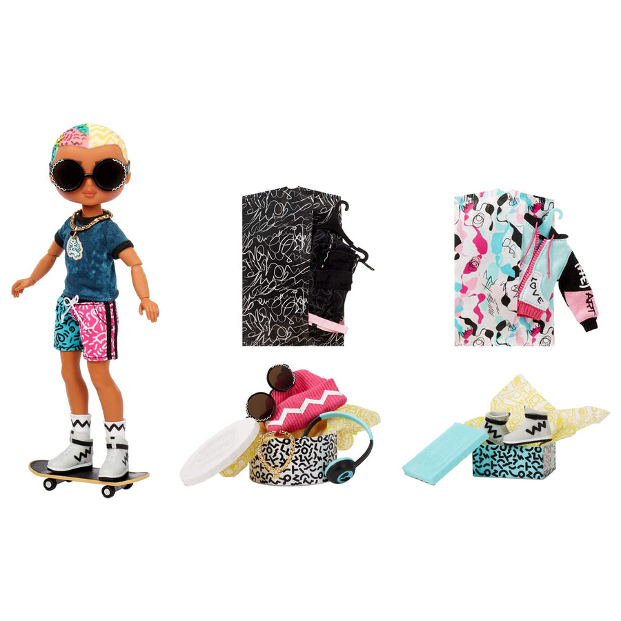 LOL Surprise OMG Guys Fashion Doll Cool Lev with 20 Surprises, Poseable, Including Skateboard, Outfit & Accessories Playset - Gift for Kids & Collectors, Toys for Girls Boys Ages 4 5 6 7+ Years Old