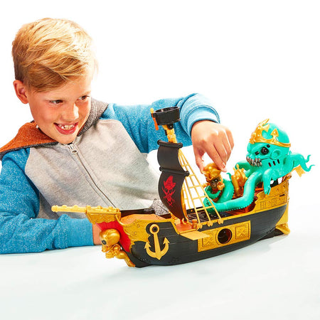 Treasure X Sunken Gold Treasure Ship Playset - 25 Levels of Adventure | Find Guaranteed Real Gold Dipped Treasure | Interactive Fun for All, Treasure Hunter
