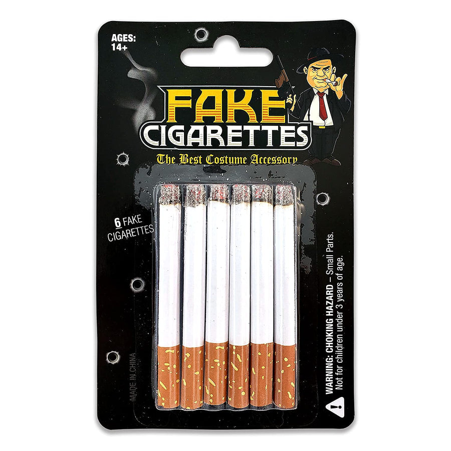 Fake Cigarettes (Pack of 6) - Realistic Movie, Stage & Costume Theatre Props - Harmless Fake Cigs for Dress Up, Halloween, Gangster or White Trash Party - Artificial No Puff Cig for Cigarette Holder