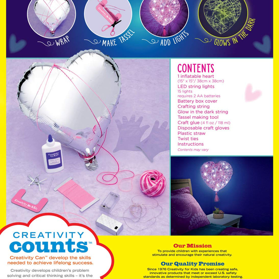 Creativity for Kids String Art Heart Light - Create a Heart Shaped String Art Lantern - String Art Kids for Kids Pink