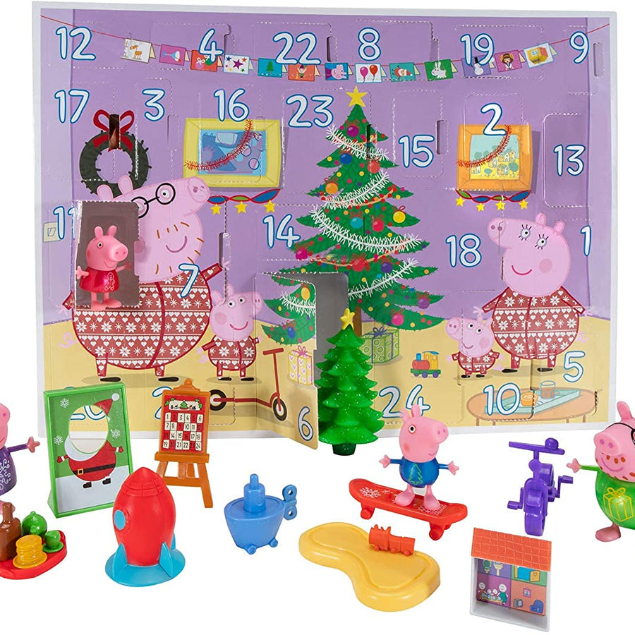 2021 Peppa Pig Holiday Advent Calendar for Kids, 24-Pieces - Includes Family Character Figures & Accessories from The World of Peppa Pig - Toy Christmas Gift for Boys & Girls - Ages 2+