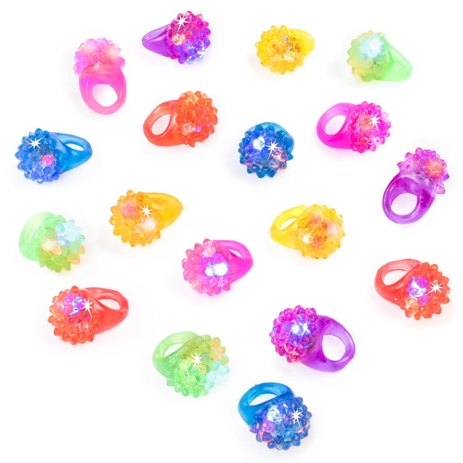 Flashing Colorful LED Light Up Bumpy Jelly Rubber Rings Finger Toys for Parties, Event Favors, Raves, Concert Shows, Gifts (18 Pack)
