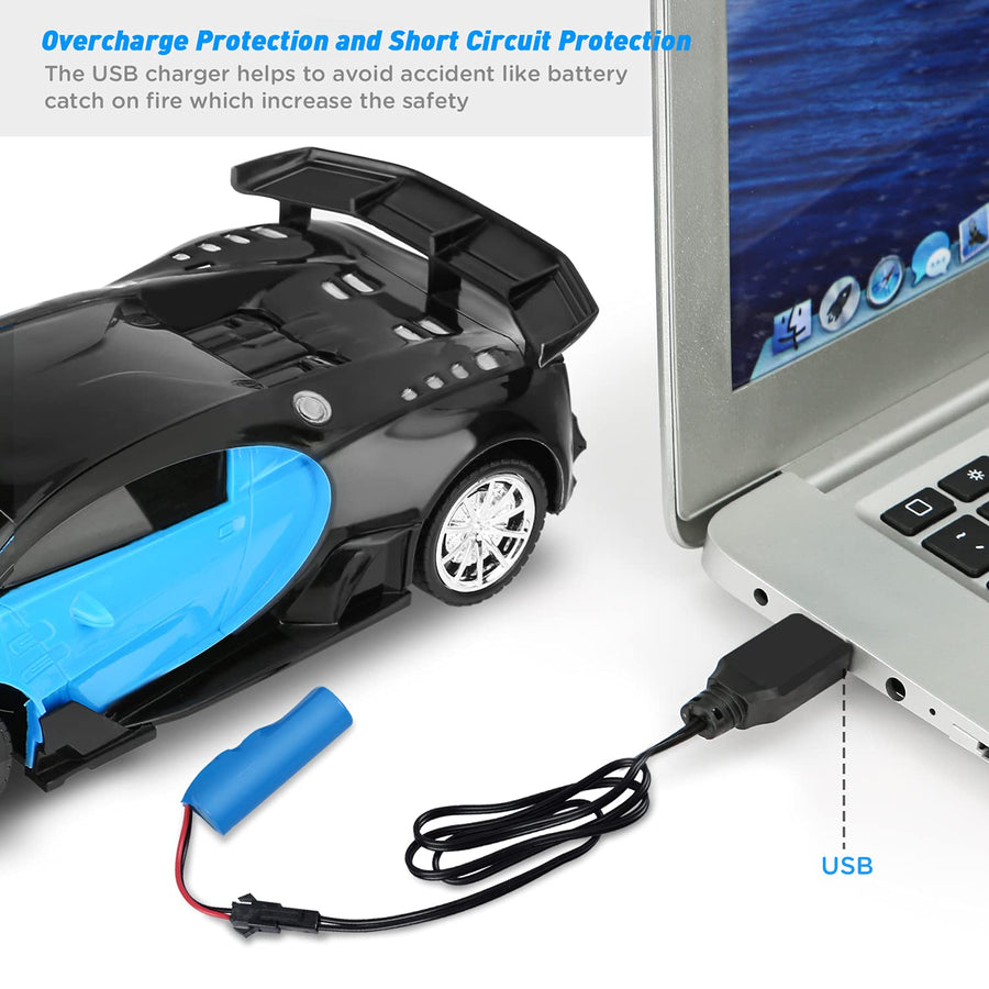 GaHoo Remote Control Car for Kids - 1/16 Scale Electric Remote Toy Racing, with Led Lights Rechargeable High-Speed Hobby Toy Vehicle, RC Car Gifts for Age 3 4 5 6 7 8 9 Year Old Boys Girls (Blue)