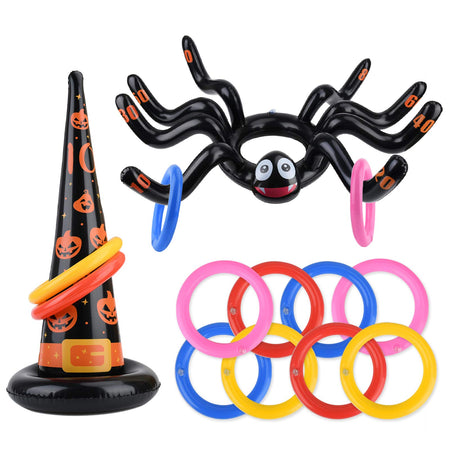 Halloween Games, Huge Inflatable Spider Witch Hat Ring Toss,Halloween Party Games for Kids Adults,Halloween Party Favor Game Toys Outdoor Activities Game Spider.