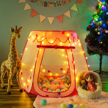 Crayline Pop Up Princess Tent with Star Light, Toys for 1 Year Old Girl Birthday Gift, Ball Pit for Toddlers Girls Toys, Easy to Pop Up and Assemble