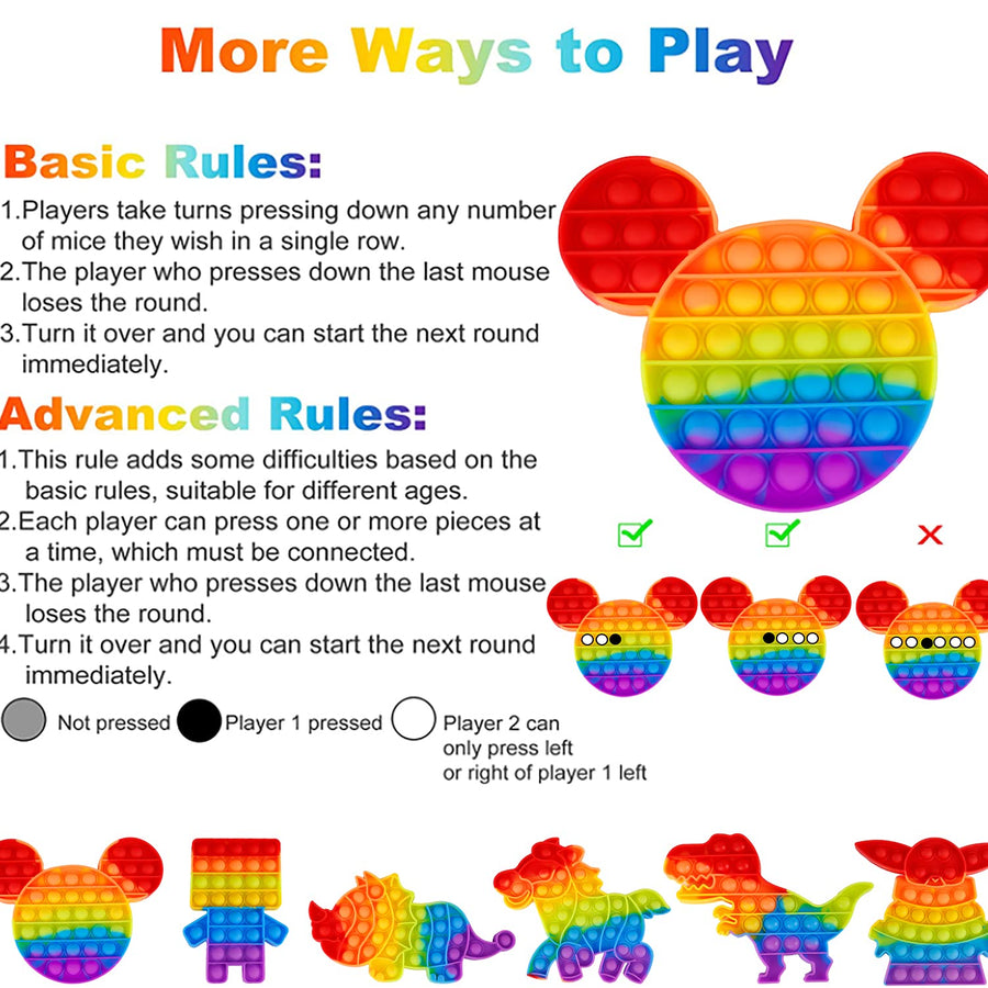 6 Packs Popitsfidgets Toy for Boys,Poppers It Popits Pops Popet Popitsfidgets Press Pop Bubble Sensory Stress Relief Satisfying Game Toy Package Fidgettoy Set Rainbow Mouse Dinosaur Space Robot