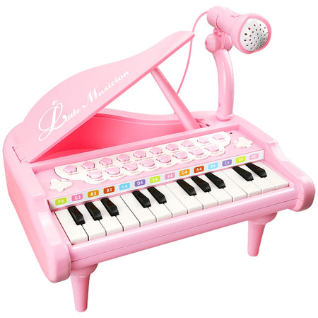 Love&Mini Piano Toy Keyboard for Kids Birthday Gift Age 1+ Pink 24 Keys Toddler Piano Music Toy Instruments with Microphone