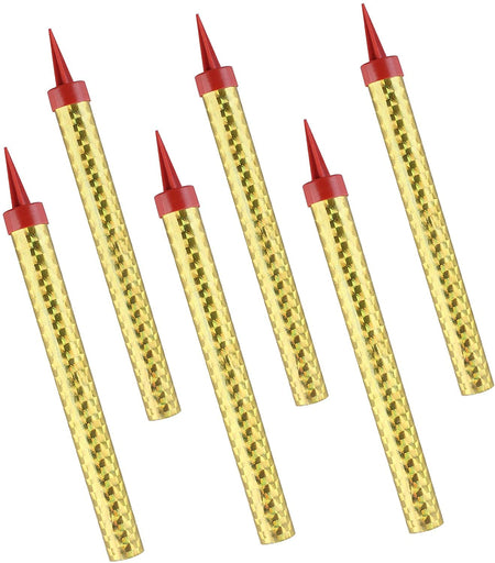 ZBRO Smokeless Birthday Candles for Anniversaries Wedding Graduations Cakes-6 pcs Gold Decoration Candls,Indoor/Outdoor for Fun