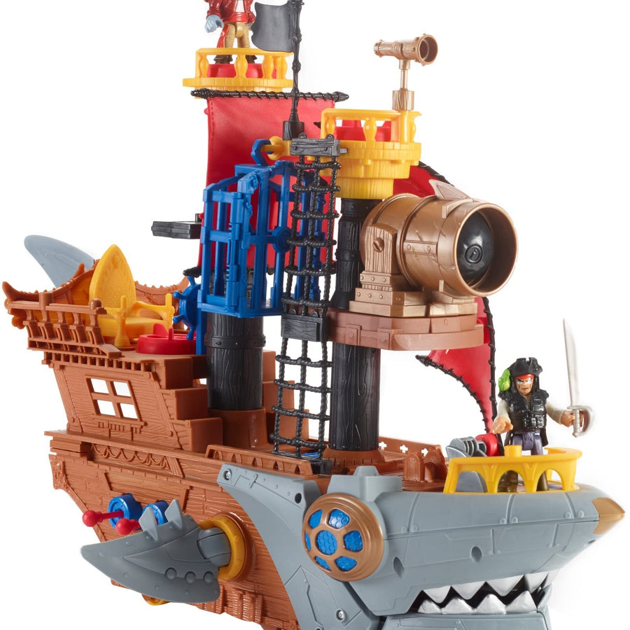 Fisher-Price Imaginext Shark Bite Pirate Ship, Playset with Pirate Figures and Accessories for Preschool Kids Ages 3 to 8 Years