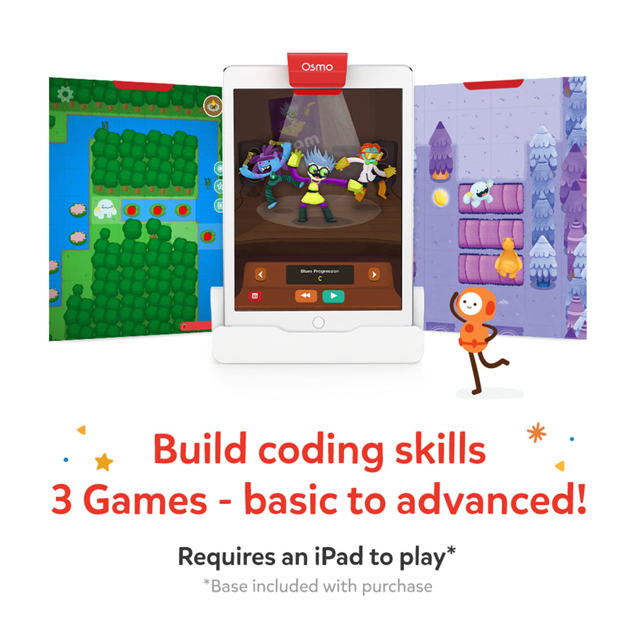 Osmo - Coding Starter Kit for iPad - 3 Educational Learning Games - Ages 5-10+ - Learn to Code, Coding Basics & Coding Puzzles - STEM Toy (Osmo iPad Base Included)