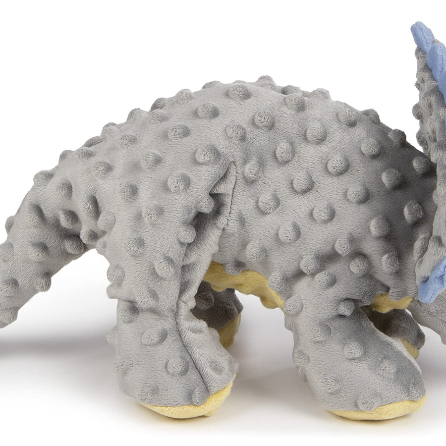 godog Dinos Triceratops with Chew Guard Technology Tough Plush Dog Toy, Grey, Large