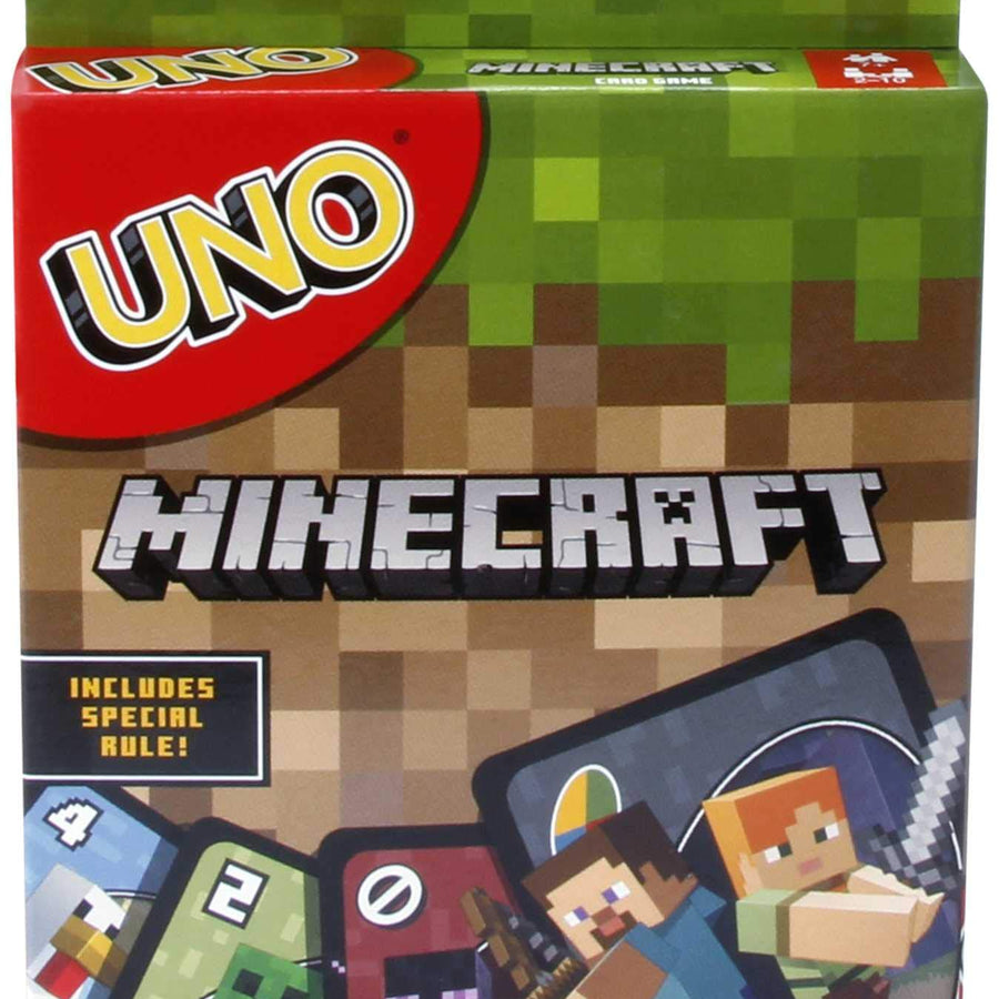 Mattel Games UNO Minecraft Card Game, Now UNO fun includes the world of Minecraft, Multicolor, Basic Pack