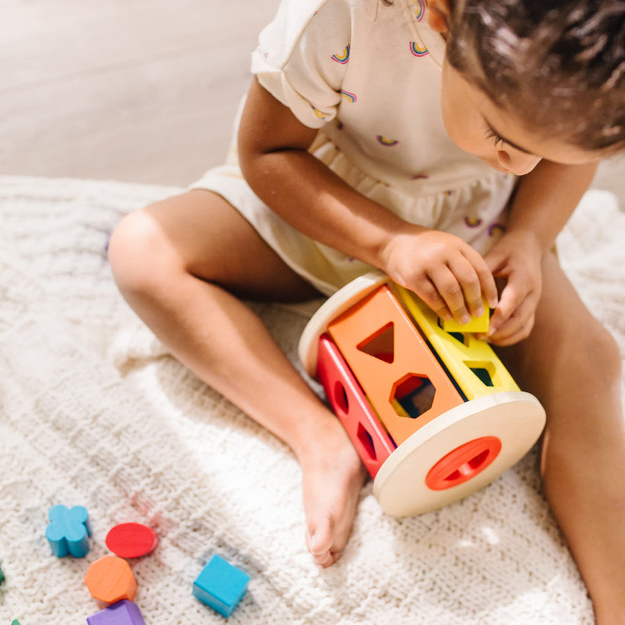 Melissa & Doug Match and Roll Shape Sorter - Classic Wooden Toy