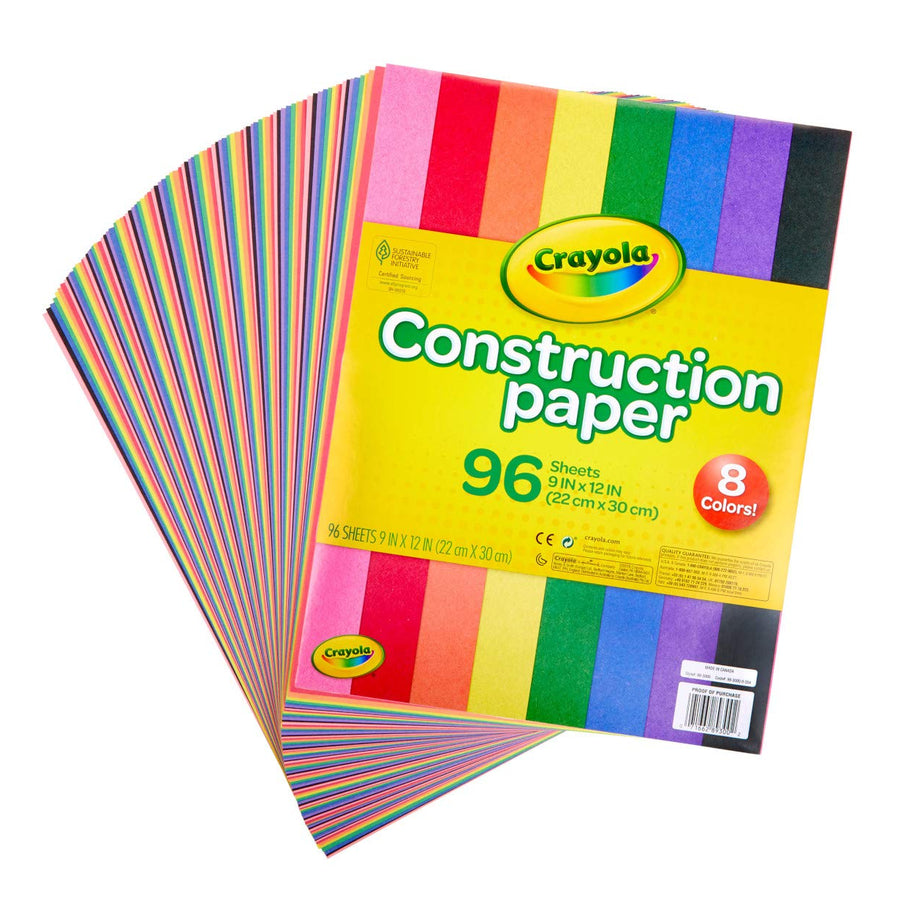 Crayola Construction Paper, School Supplies, 96 ct Assorted Colors, 9" x 12"