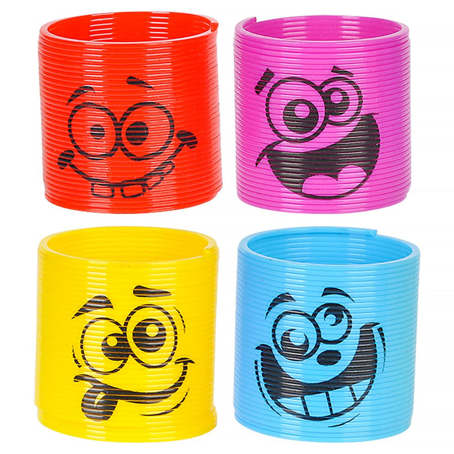 Mega Pack Of 50 Coil Springs - Assorted Emoji Silly Faces And Colors, Mini Spring Toy For Party Favor, Carnival Prize, Gift Bag Filler, Stocking Stuffers