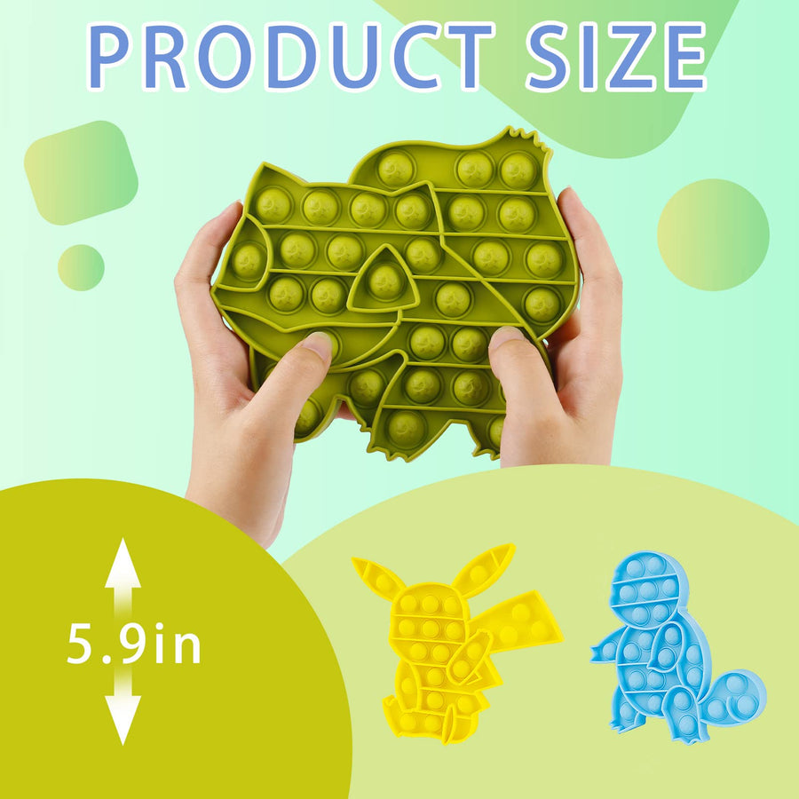 IGINOA Pop Poop Fidget Toy Bubble Sensory 4 Pack Popper Figets Figetget Cute Yellow Green Orange Blue Turtle Popet Game Silicone Relieves Stress ADHD Anxiety Gift Boy Kid Teen Girls