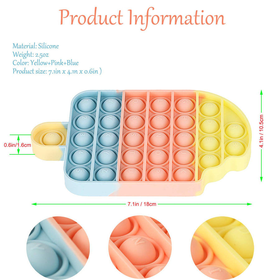 livingcoral Fidget Toys, Pop Bubble Fidget Sensory Toy, Push Fidget Toy for Kids, Silicone Stress Toys (Ice Cream)…