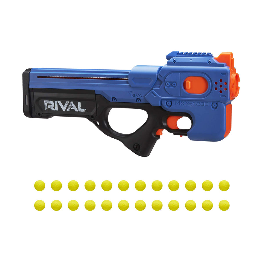 NERF Rival Charger MXX-1200 Motorized Blaster -- 12-Round Capacity, 100 FPS Velocity -- Includes 24 Official Rival Rounds -- Team Blue
