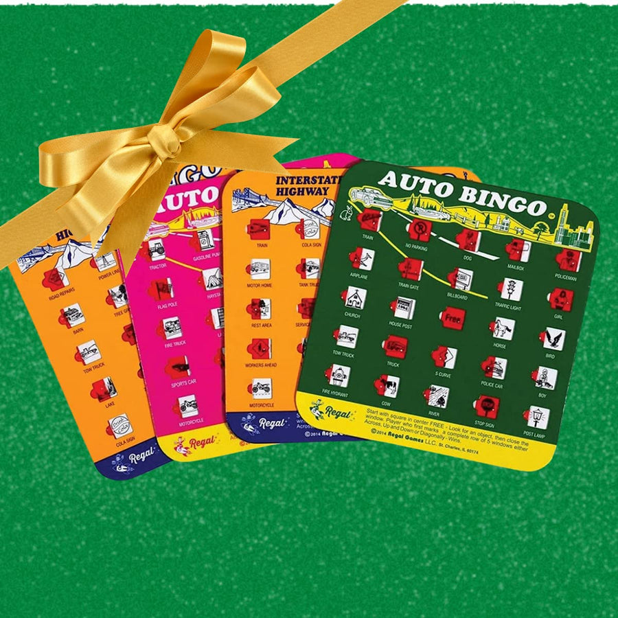 Regal Games Original Assorted Auto and Interstate Travel Bingo Set, Bingo Cards Great for Family Vacations, Car Rides, and Road Trips, Multi Color, 4 Pack