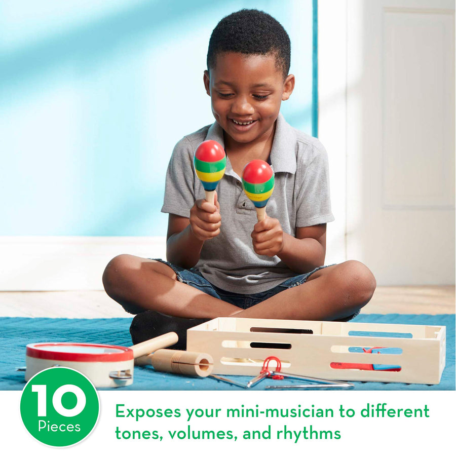 Melissa & Doug Band-in-a-Box Clap! Clang! Tap! - 10-Piece Musical Instrument Set