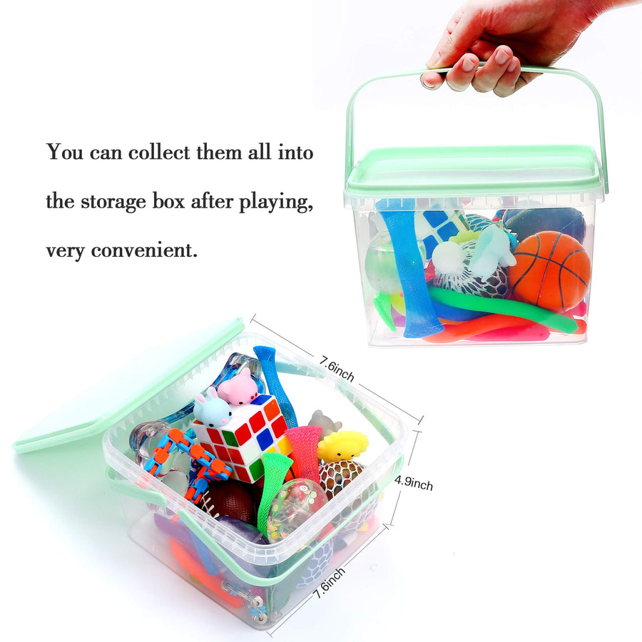 24 Pack Bundle Sensory Fidget Toys Set-Liquid Motion Timer/Grape Ball/Mochi Squishy/Stretchy String/Flippy Chain/Easter Egg/Marble Mesh/Squeeze Bean/Cube for Autistic Kids, ADHD, Anti-Stress Toys