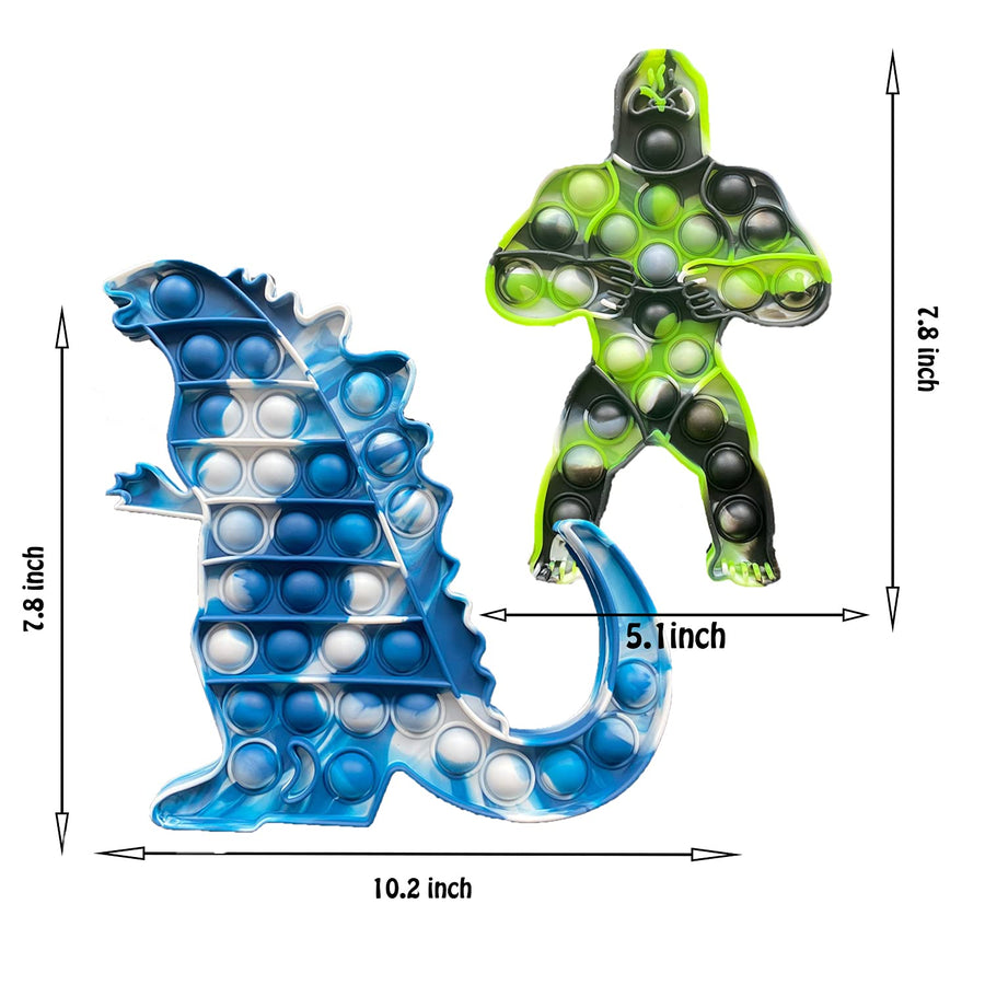 QDASZZ 2Pcs Big Size Godzilla vs King Kong Push Pop Fidget Toys,Autism Special Needs Stress Reliever - Great for The Old and The Young (C-03)