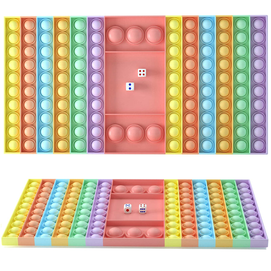bvcat Big Size Pop Game Fidget Toy with Dice, Jumbo Macaron Chess Board Push Bubble Sensory Toys for Parent-Child Time, Its for Kids and Adults