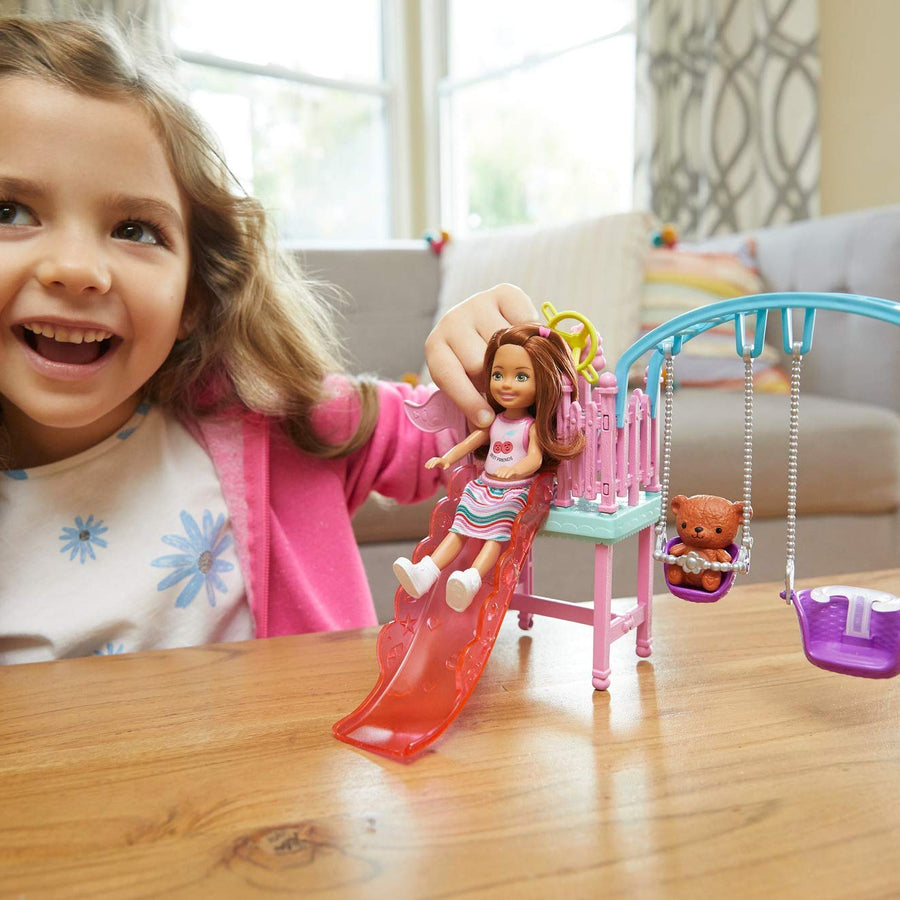 Barbie Club Chelsea Doll and Swing Set Playset with Teddy Bear Figure