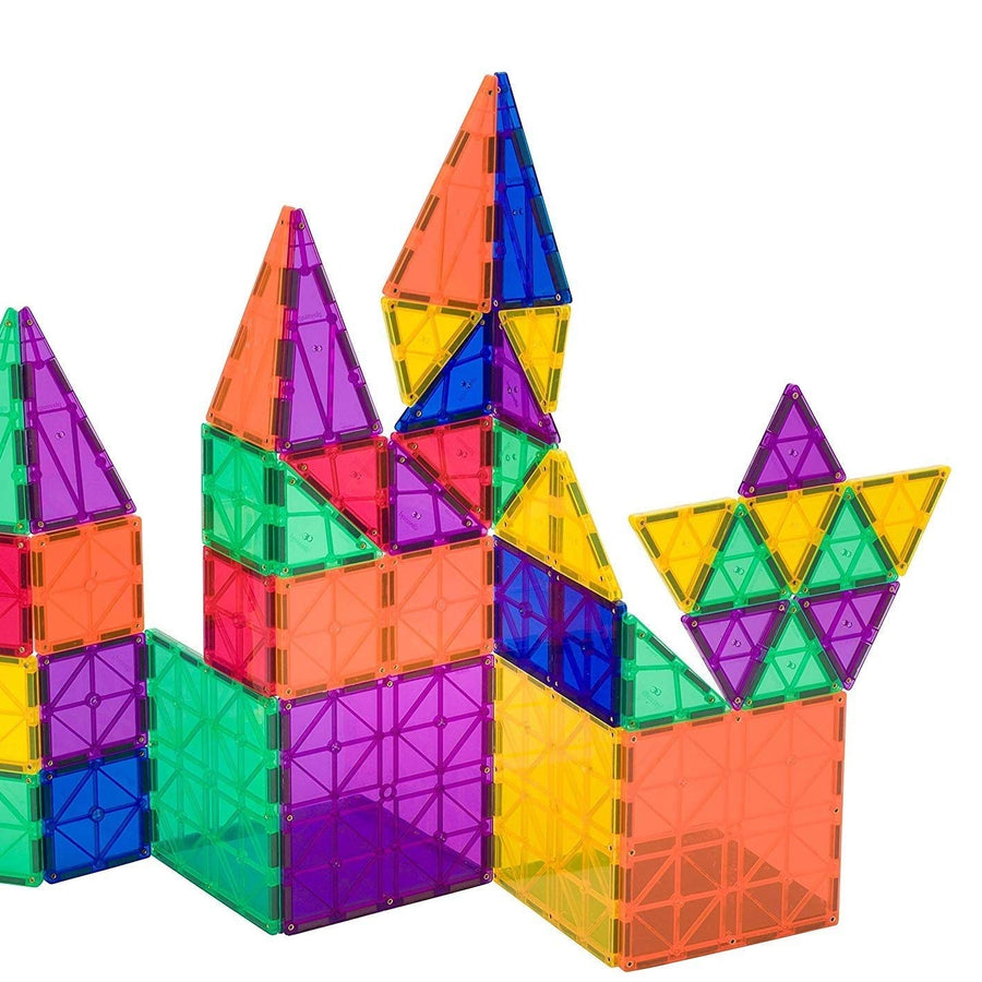 Playmags Original Colorful Magnetic 100 PC Tile Set, Strongest Magnets Building Blocks for Kids, Creativity and Educational Building Toys for Children, STEM Approved (100 Pc)