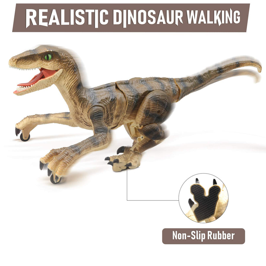 Hot Bee Remote Control Dinosaur Toys, Walking Robot Dinosaur w/ LED Light Up & Roaring 2.4Ghz Simulation Velociraptor RC Dinosaur Toys for Kids 4 5 6 7 8-12 Years Old Boys