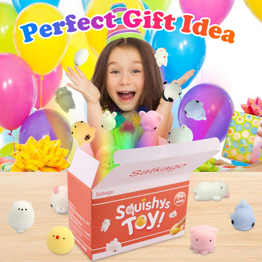 Satkago Squishies Mini Mochi Squishies Toy, 25 Pcs Mini Squishys Toys Cute Stress Reliever Toys Funny Fidget Toys Birthday Gift Party Favors for Kids