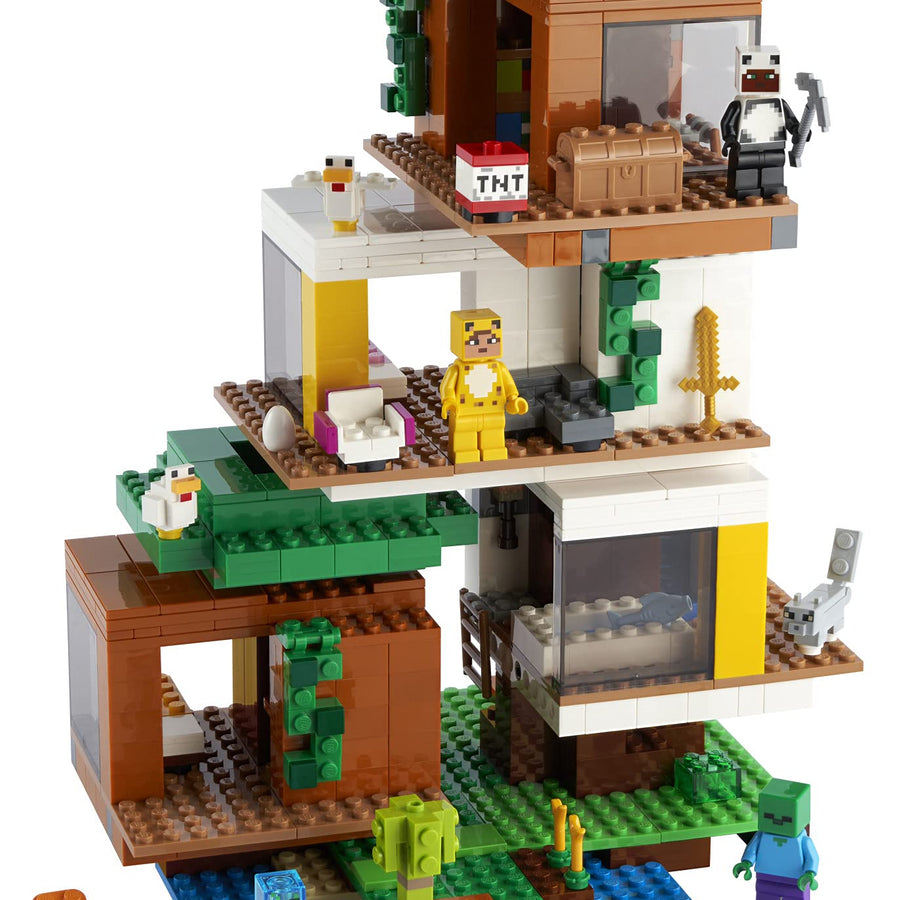 LEGO Minecraft The Modern Treehouse 21174 Giant Treehouse Building Kit Playset; Fun Toy for Minecraft-Gaming Kids; New 2021 (909 Pieces)
