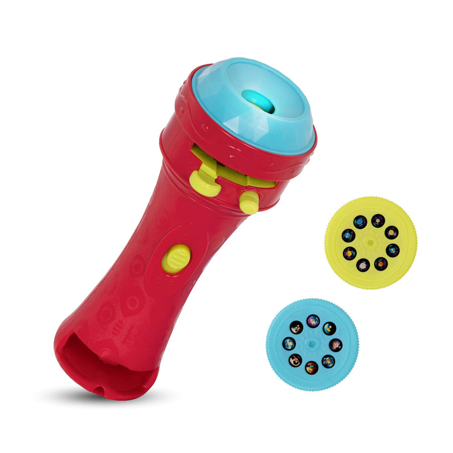 B. toys – Light Me To The Moon – Children’S Projector Flashlight with Image Reels That Make Everything Cosmic & Bright, Red
