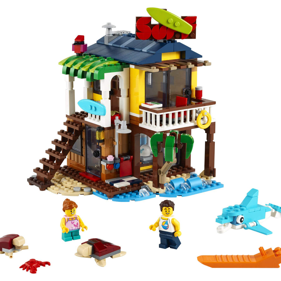 LEGO Creator 3in1 Surfer Beach House 31118 Building Kit Featuring Beach Hut and Animal Toys, New 2021 (564 Pieces)