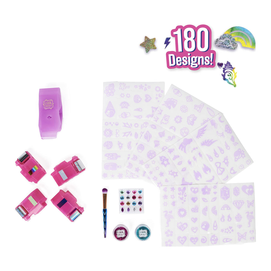 Cool Maker, Shimmer Me Body Art with Roller, 4 Metallic Foils and 180 Designs, Temporary Tattoo Kids Toys for Ages 8 and up