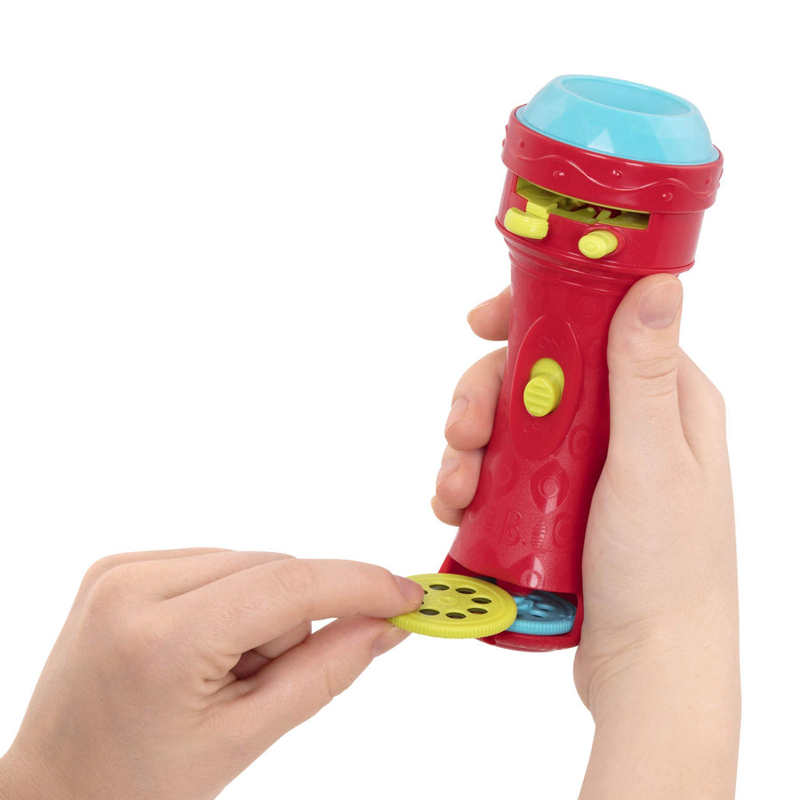 B. toys – Light Me To The Moon – Children’S Projector Flashlight with Image Reels That Make Everything Cosmic & Bright, Red