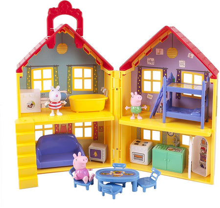 Peppa Pig's House Playset, 17 Pieces - Includes Foldable House Case, Character Figures & Room Accessories - Toy Gift for Kids - Ages 2+