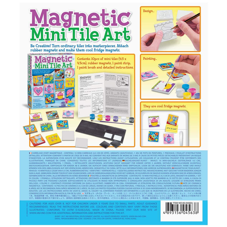 4M 4563 Magnetic Mini Tile Art - DIY Paint Arts & Crafts Magnet Kit for Kids - Fridge, Locker, Party Favors, Craft Project Gifts for Boys & Girls