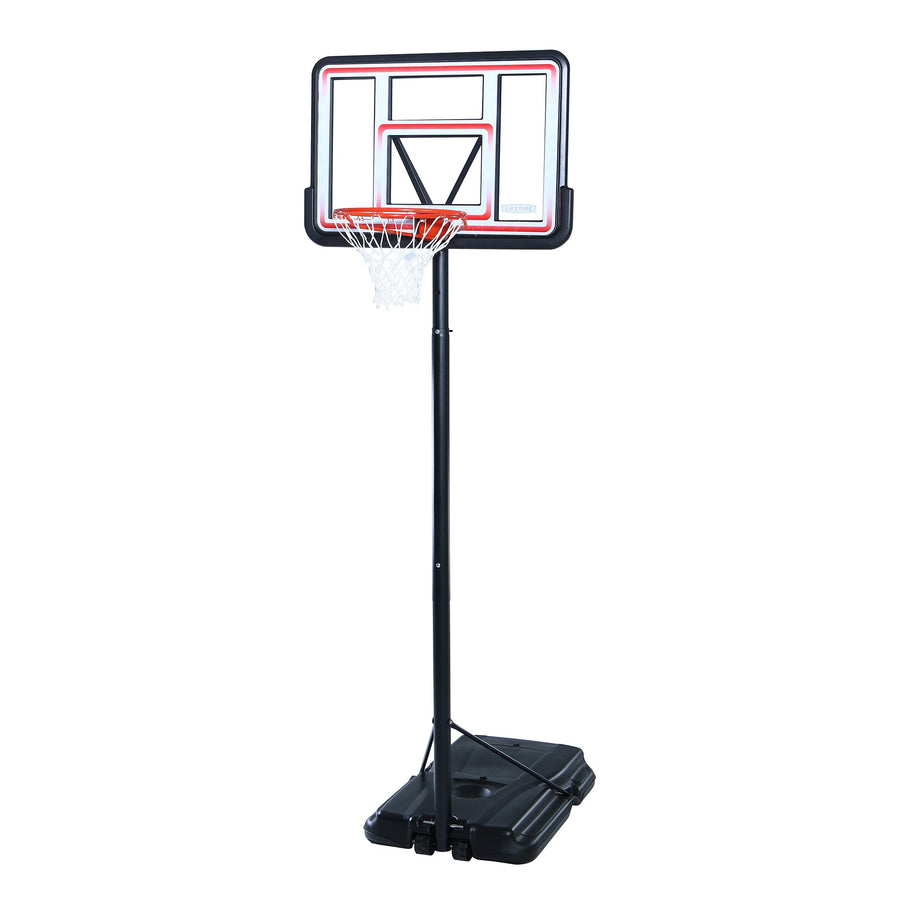 Lifetime 1269 Pro Court Height Adjustable Portable Basketball System, 44 Inch Backboard Red/White