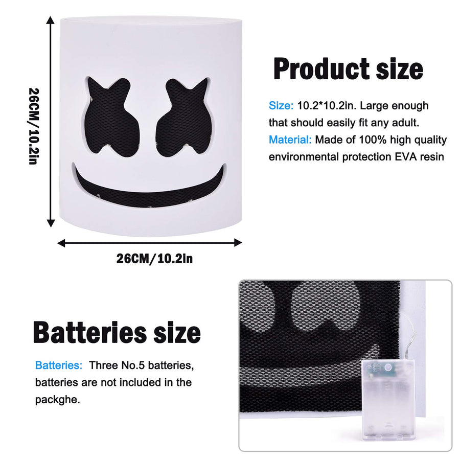 Halloween DJ Mask - Music Festival Full Head Masks Helmet for Men Women Kids Thanksgiving Christmas Halloween Glow LED Mask