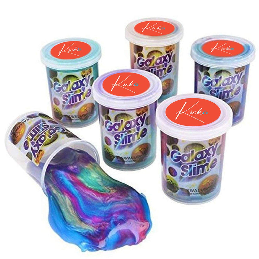 Kicko Marbled Unicorn Color Slime - Pack of 6 Colorful Galaxy Sludgy Gooey Kit for Sensory and Tactile Stimulation, Stress Relief, Prize, Party Favor, Educational Game - Kids, Boys, Girls