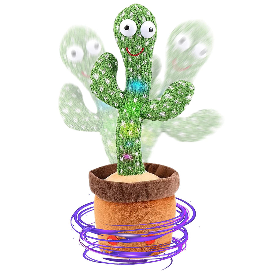 WISMAT Dancing Cactus Toy - 120 Songs Singing, Talking, Record & Repeating What You say Electric Cactus, Wiggle Mimicking Parrot Sunny Cactus Plush Toy, LED Light for Home Decor & Babies Interaction