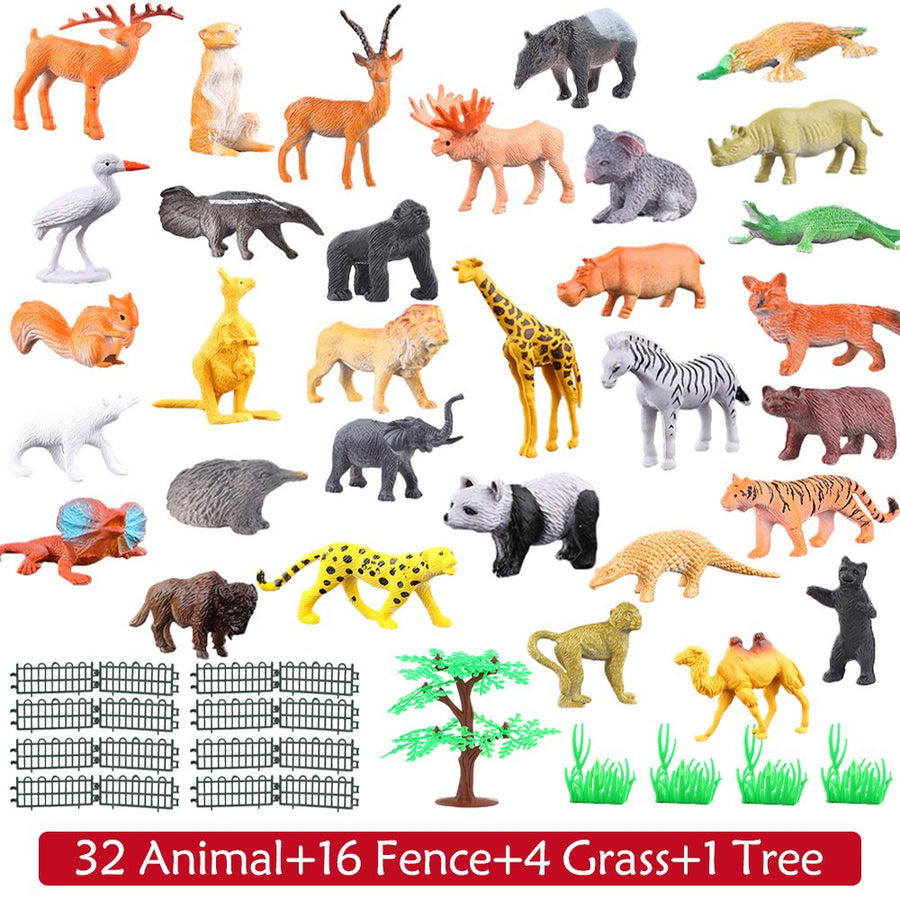 Animals Figure,54 Piece Mini Jungle Animals Toys Set,ValeforToy Realistic Wild Vinyl Plastic Animal Learning Party Favors Toys for Boys Girls Kids Toddlers Forest Small Animals Playset Cupcake Topper