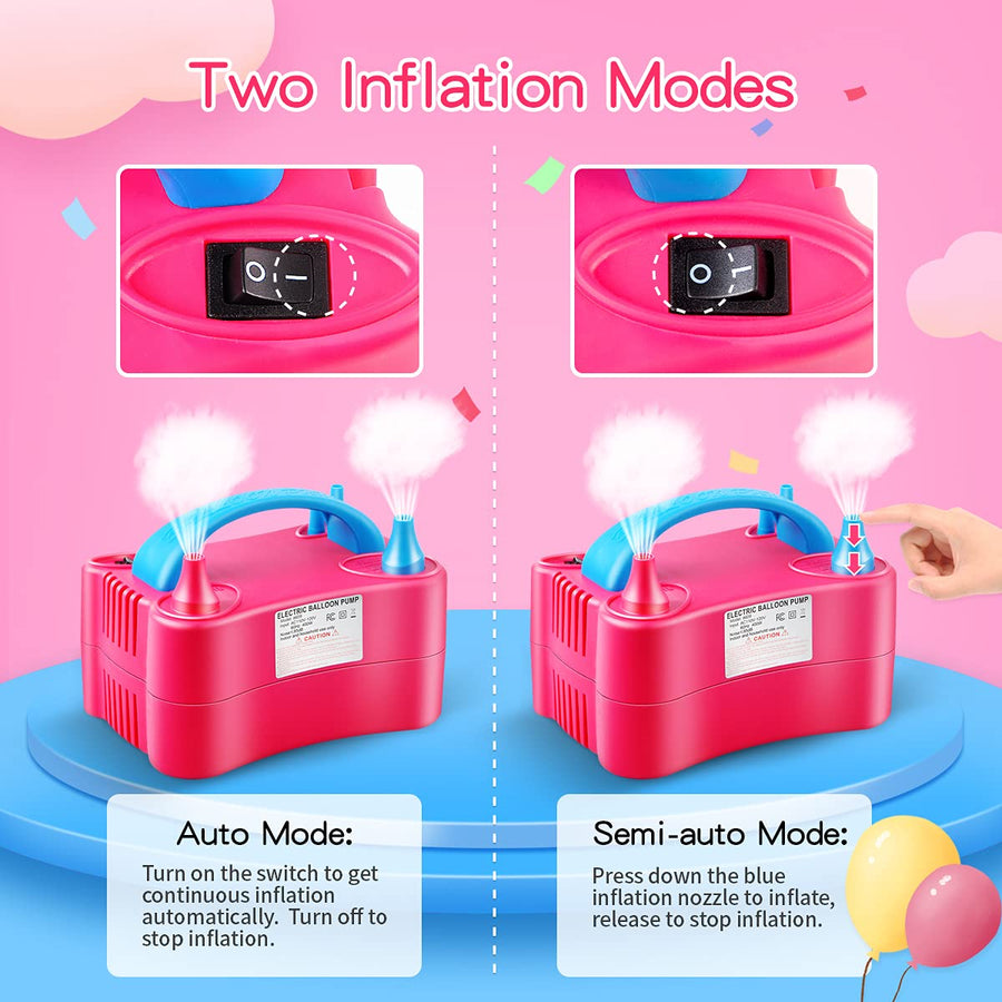 Balloon Pump Electric, Keaibuding Balloon Air Pump Dual Nozzle Balloon Inflator Blower with Balloon Arch Strip Kit for Party Supplies Baby Shower Decorations