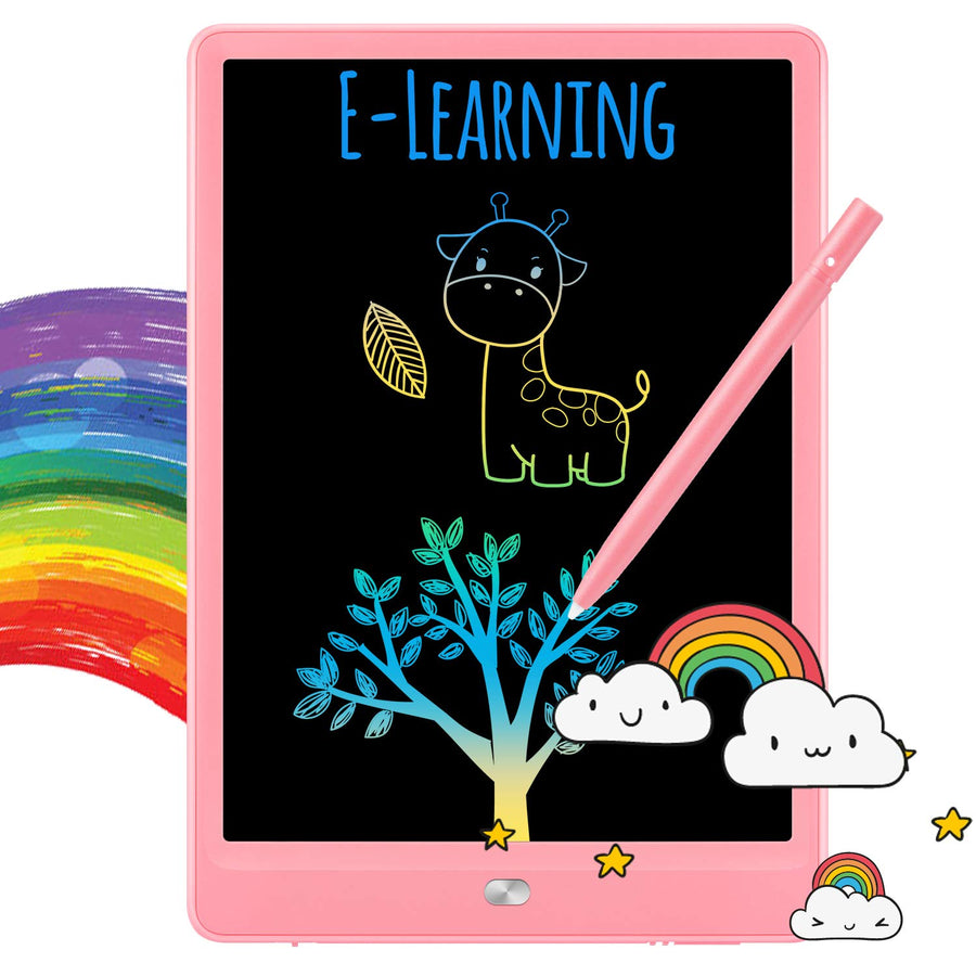 TEKFUN LCD Writing Tablet Doodle Board, 10inch Colorful Drawing Tablet Writing Pad, Girls Gifts Toys for 3 4 5 6 7 Year Old Girls Boys (Pink)